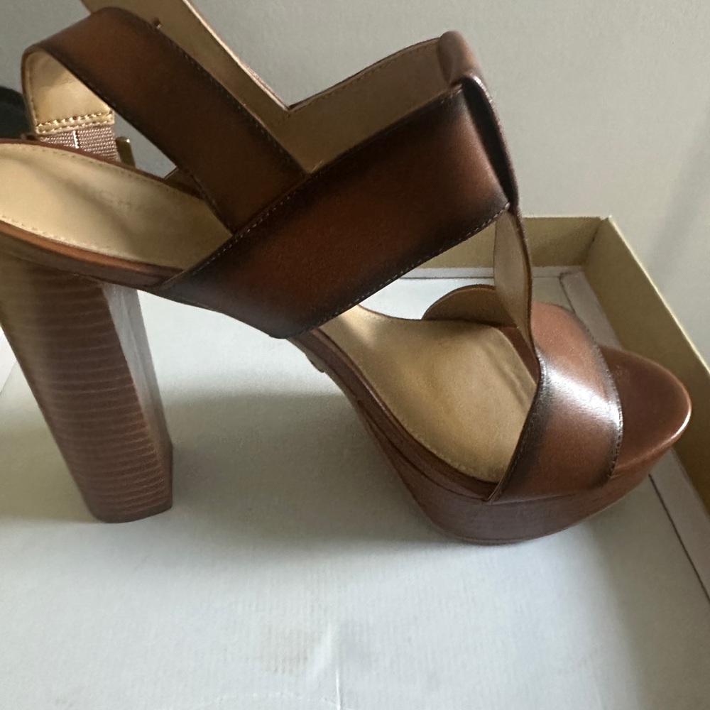 MICHAEL Michael Kors Brown Heeled Sandals with Chunky Block Heel